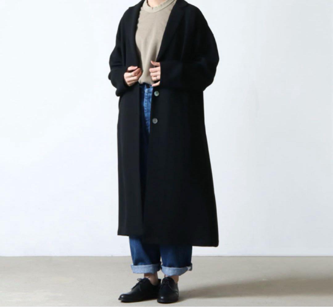 mizuiro ind(ミズイロインド)ワイドテーラードコート黒ブラック