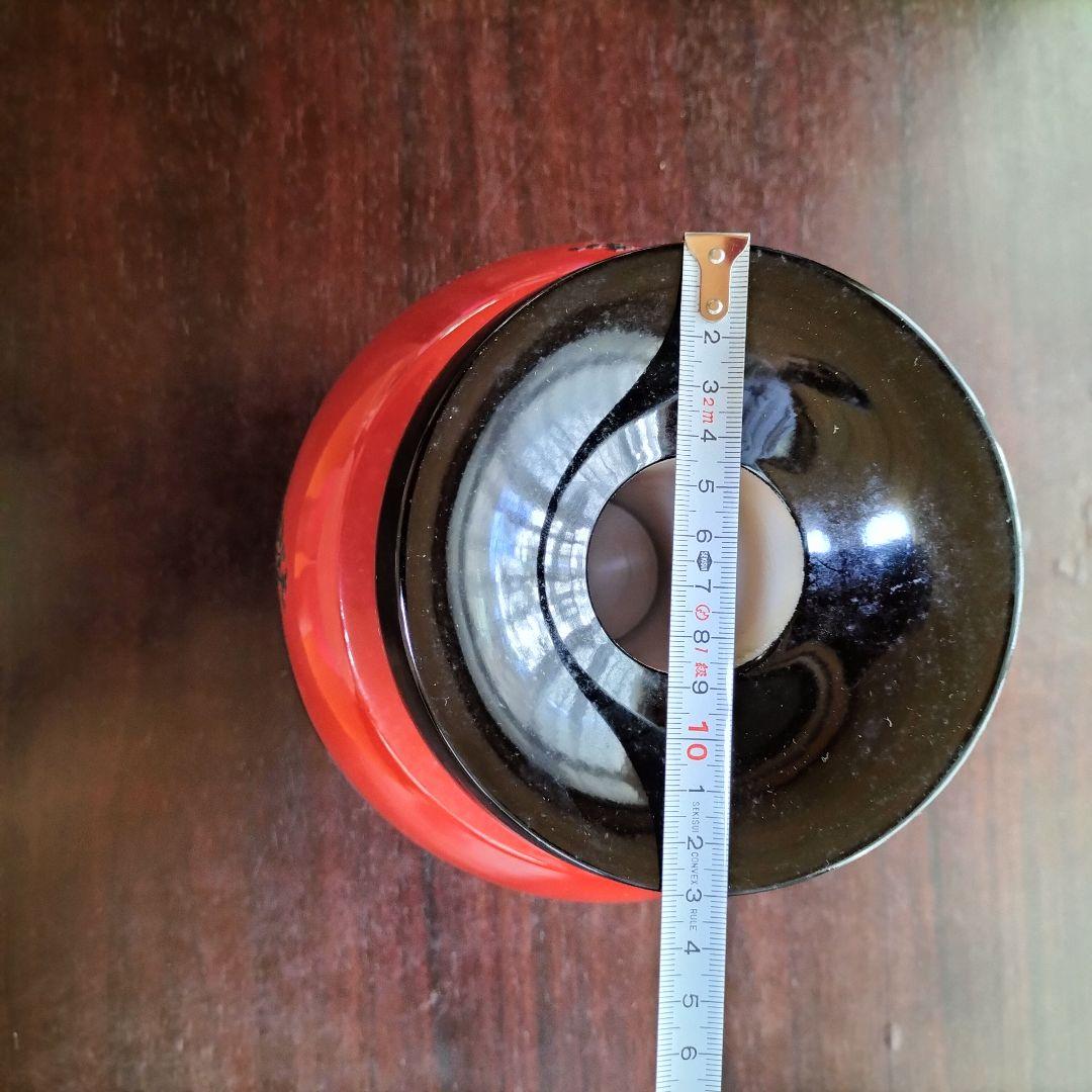 琉球漆器　飾り壷　角萬漆器　朱赤　黒　花瓶　螺鈿蒔絵