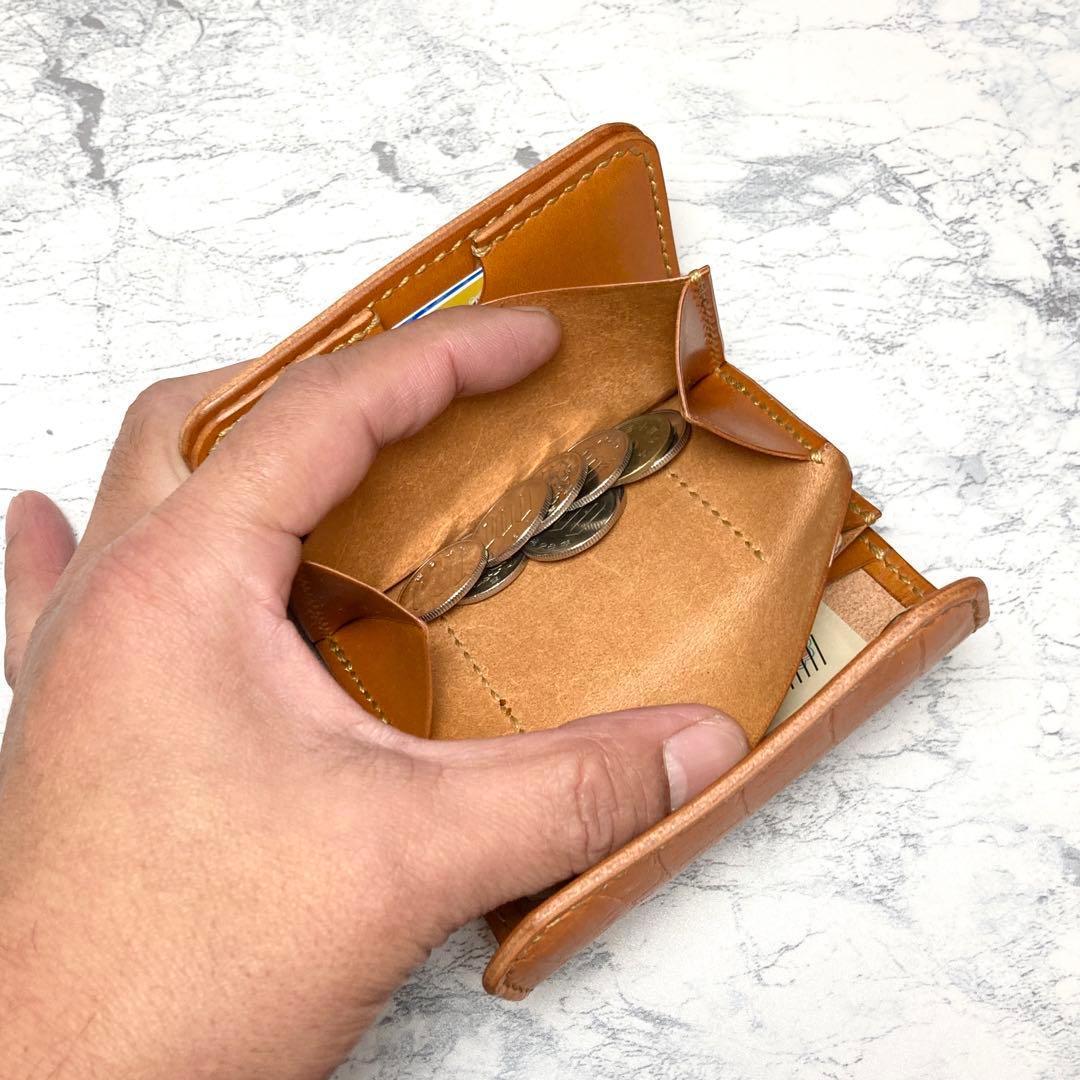 本革 三つ折り財布 レザー コンパクト財布 ミニ財布 メンズ レディース クロコ