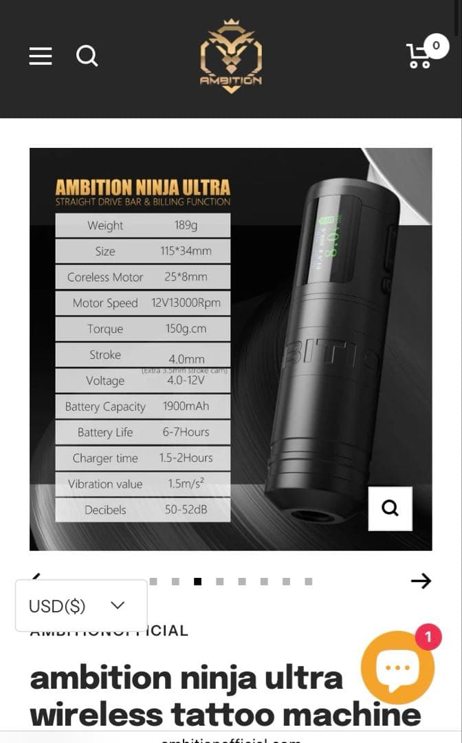 AMBITION Ninja ultra タトゥーマシン