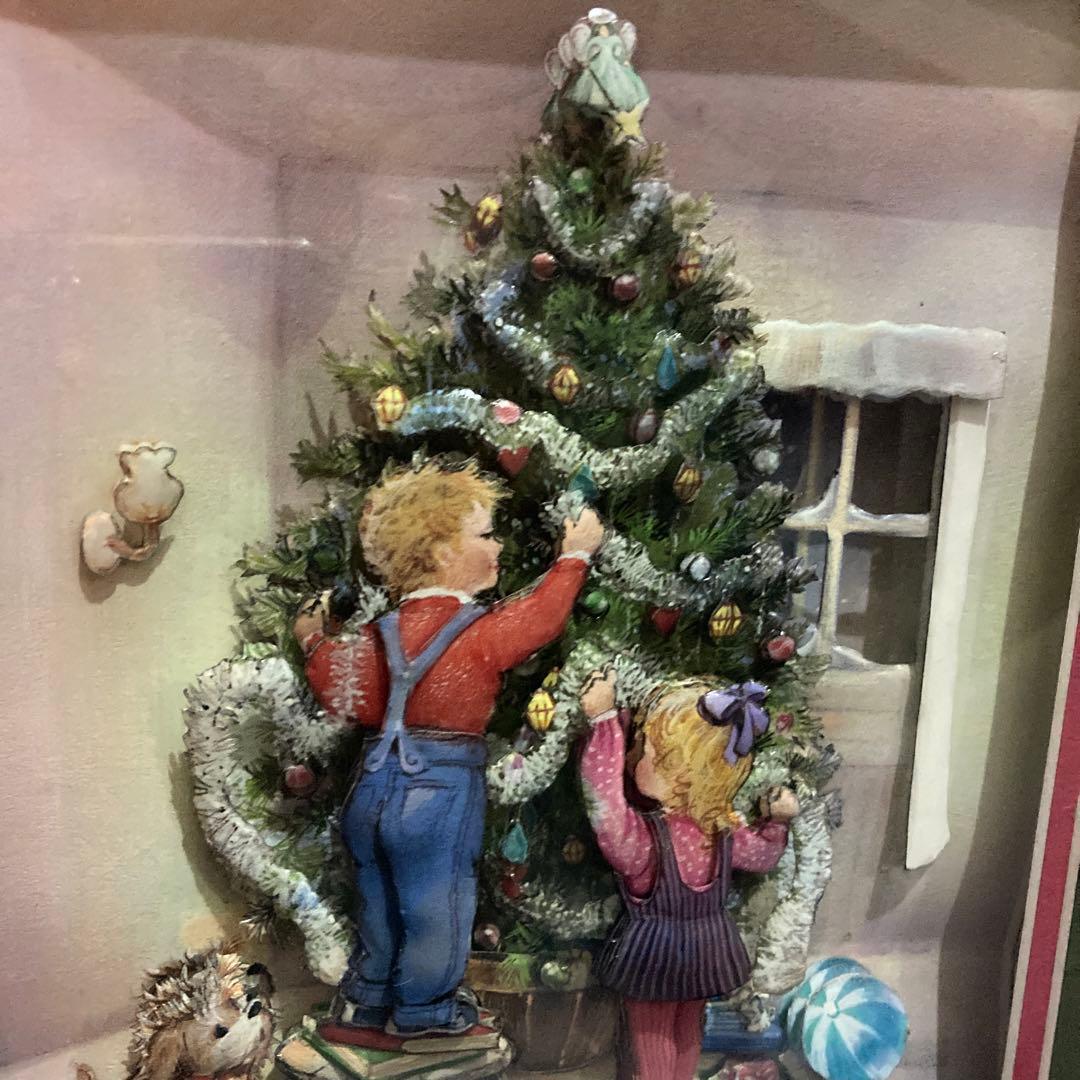 シンセリティ　シャドウボックス　クリスマス　兄妹でツリーに飾り付け　Xmas額縁