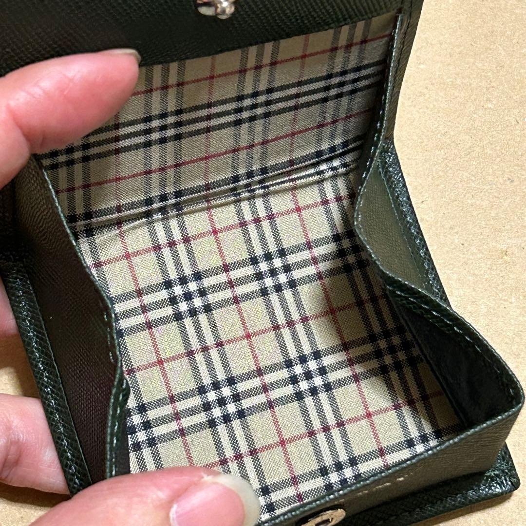 未使用 BURBERRY レザー ケース 小銭入れ グリーン