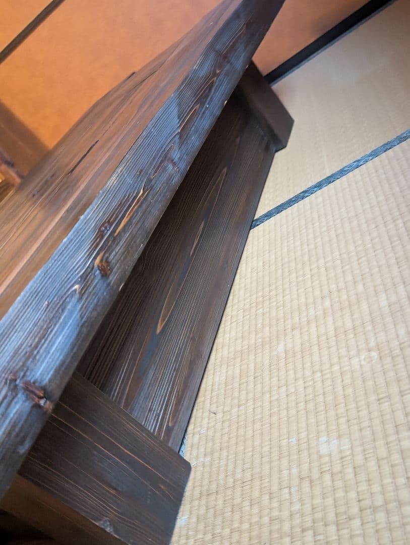 囲炉裏付きダークブラウン木製座卓