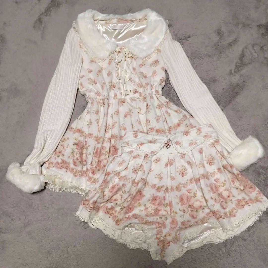 LIZ LISA 花柄 スカパン セットアップ ロリカワ 姫系 起毛