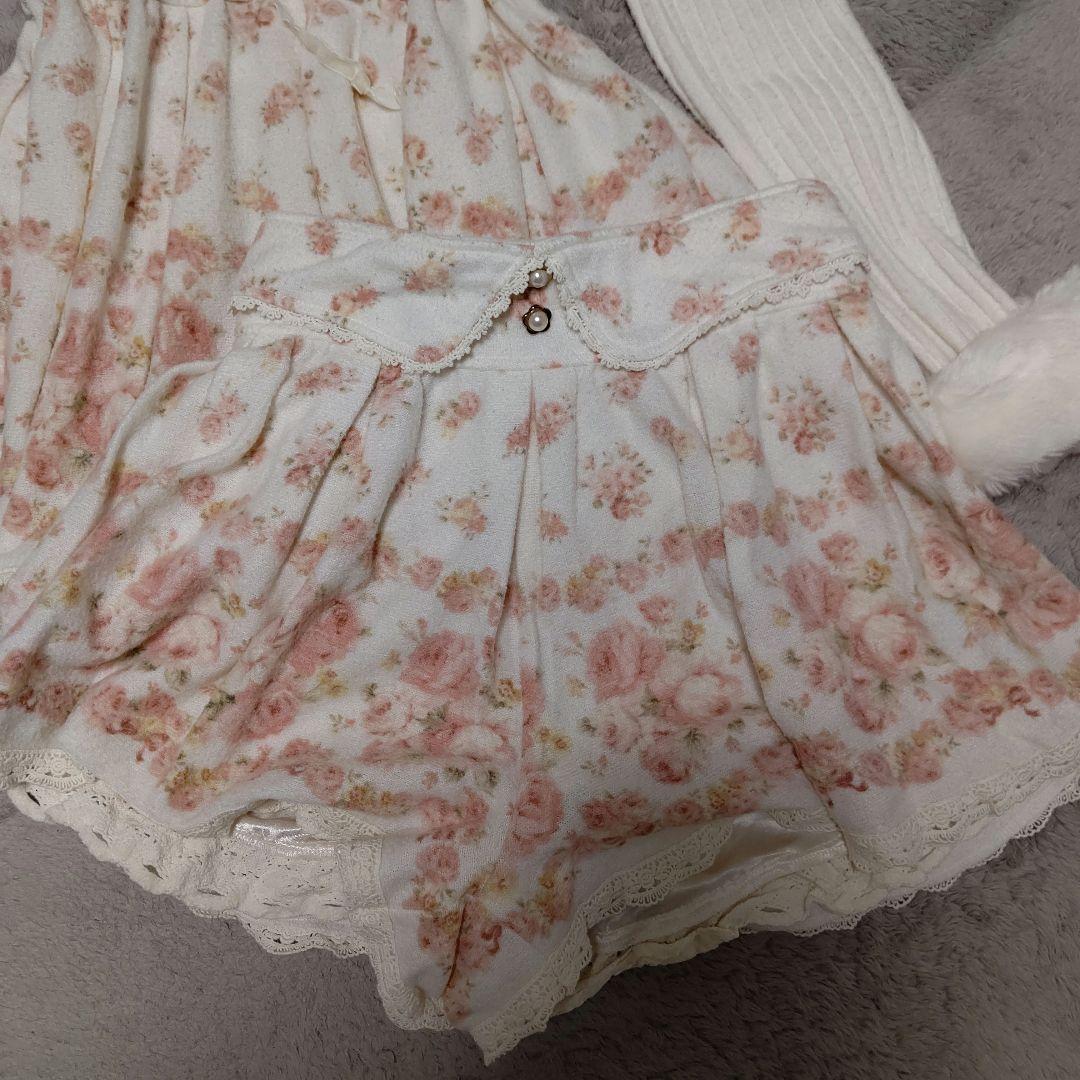 LIZ LISA 花柄 スカパン セットアップ ロリカワ 姫系 起毛