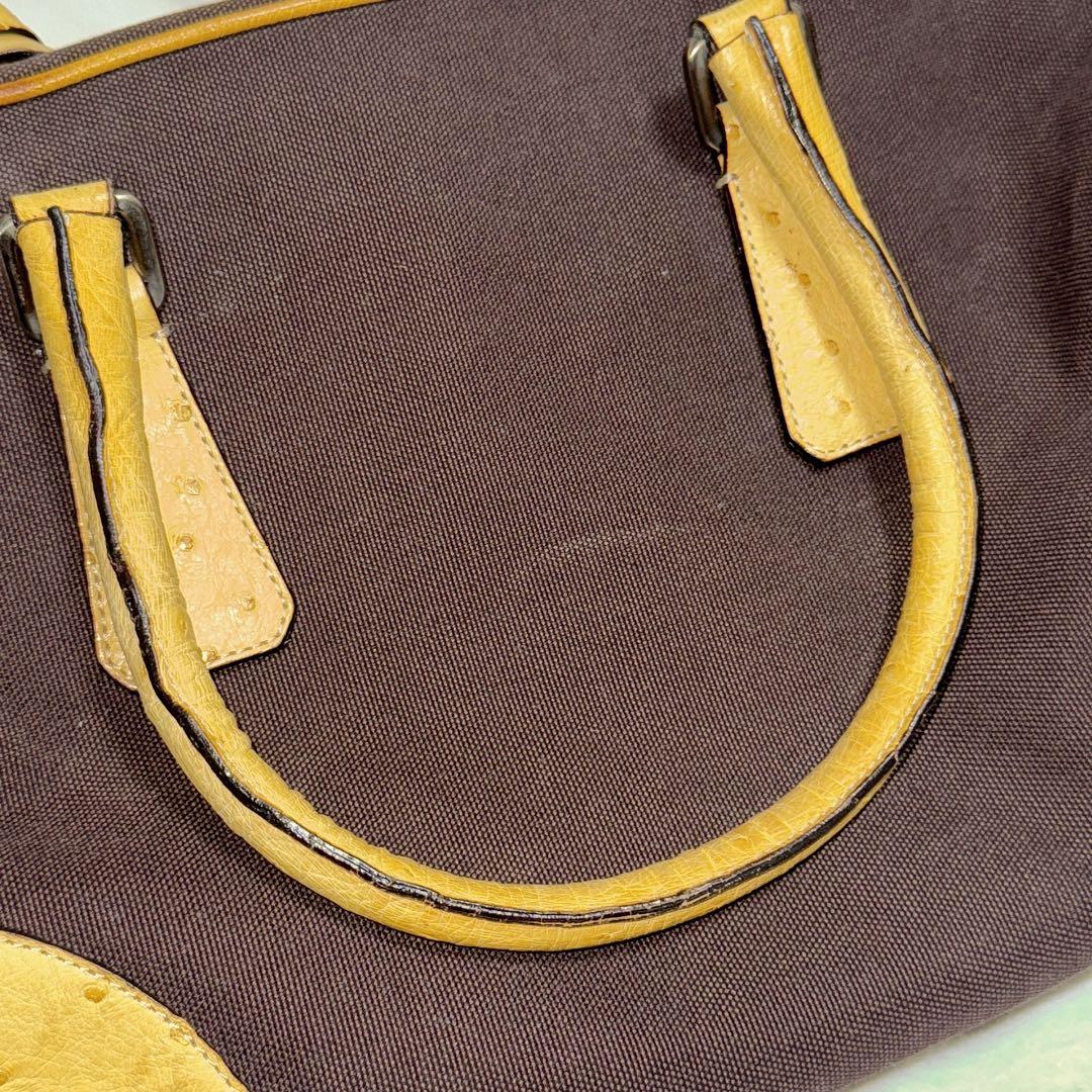 8日削除 PRADA オーストリッチ ボストンバッグ ハンドバッグ ロック キー