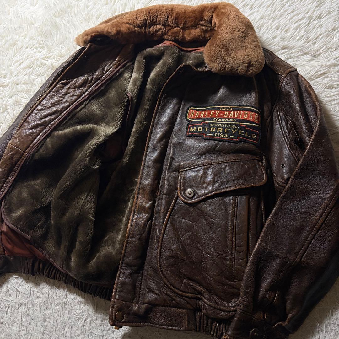 ひ*様 【雰囲気抜群】ハーレーダビッドソン　フライトジャケット　 G-1 襟ボア