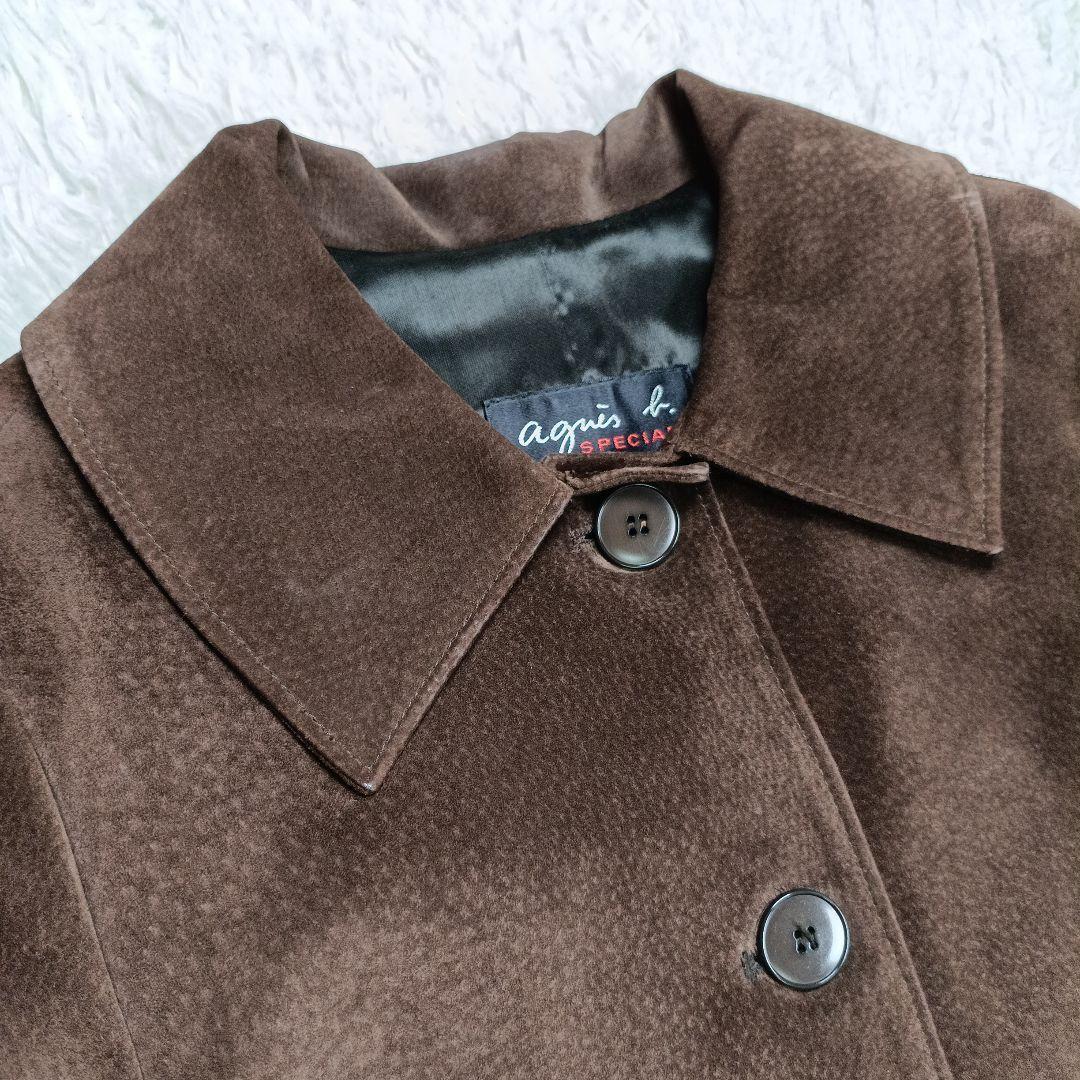 希少　アニエスベースペシャル　豚革スエード　ロングコート　ダークブラウン　2