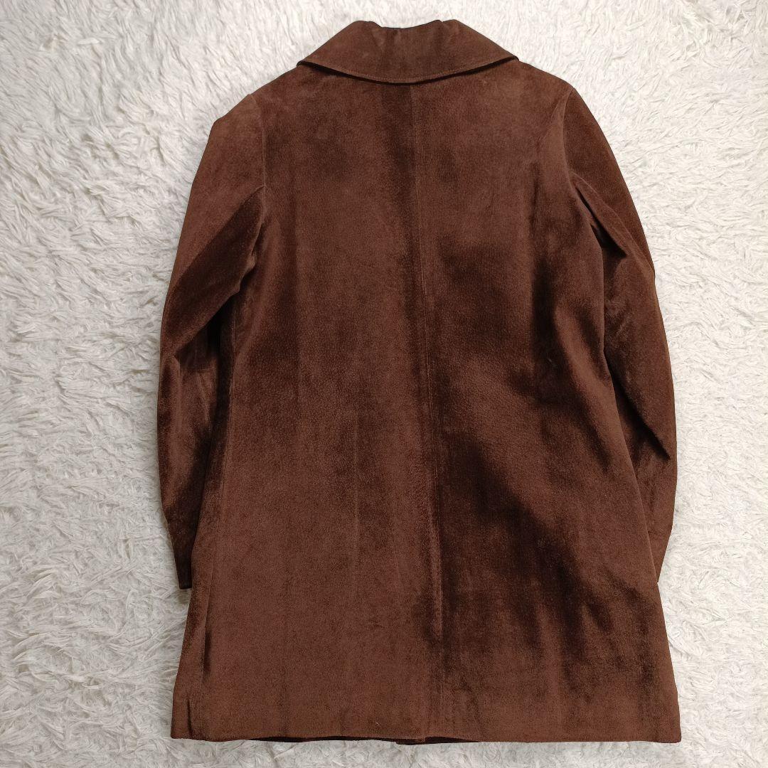 希少　アニエスベースペシャル　豚革スエード　ロングコート　ダークブラウン　2