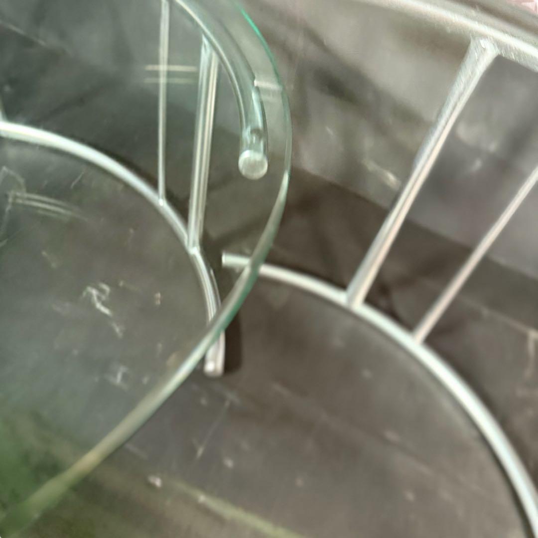 HR644 HUKLA 円形ガラスセンターテーブル　2個セット