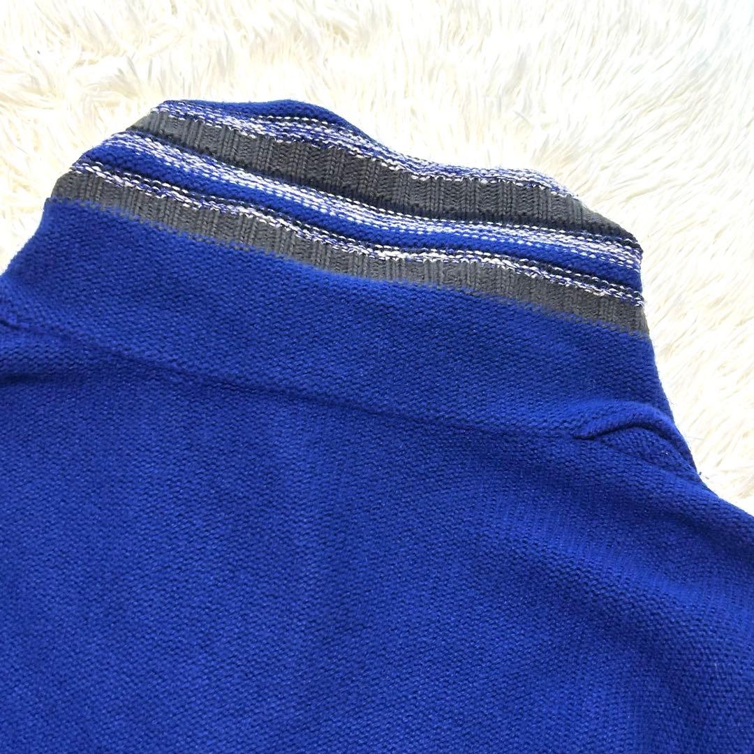 希少　ジョルジオアルマーニ　カーディガン　52 ブルー系　ジップアップ　ニット