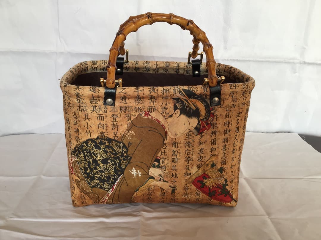 竹製手付き浮世絵かご