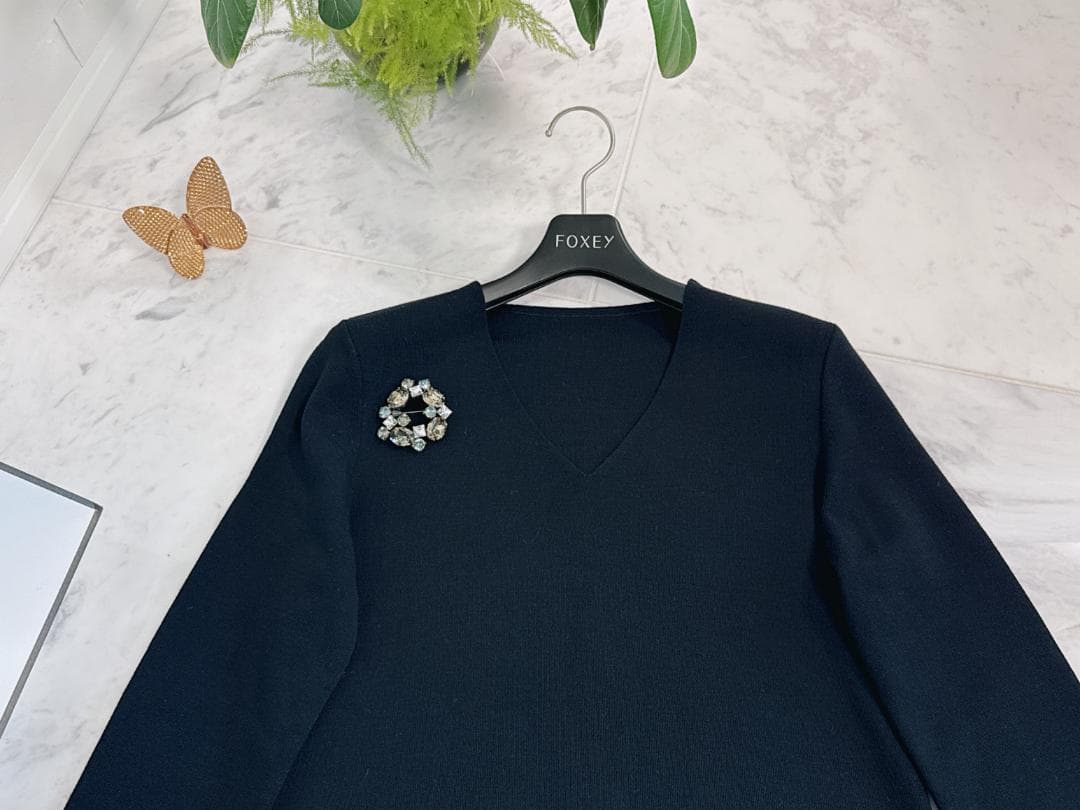美品★FOXEYフォクシーニットトップス マイフェヴォライトVグレースウール40