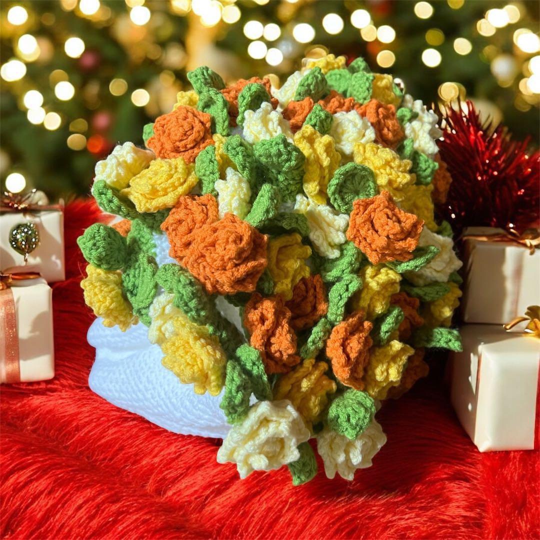 【一点物】直径86cm お花モチーフ ラウンドブランケット ベビーマット