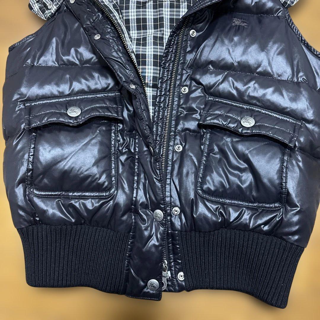 Burberry BLUE label ブラック ダウンベスト チェック柄