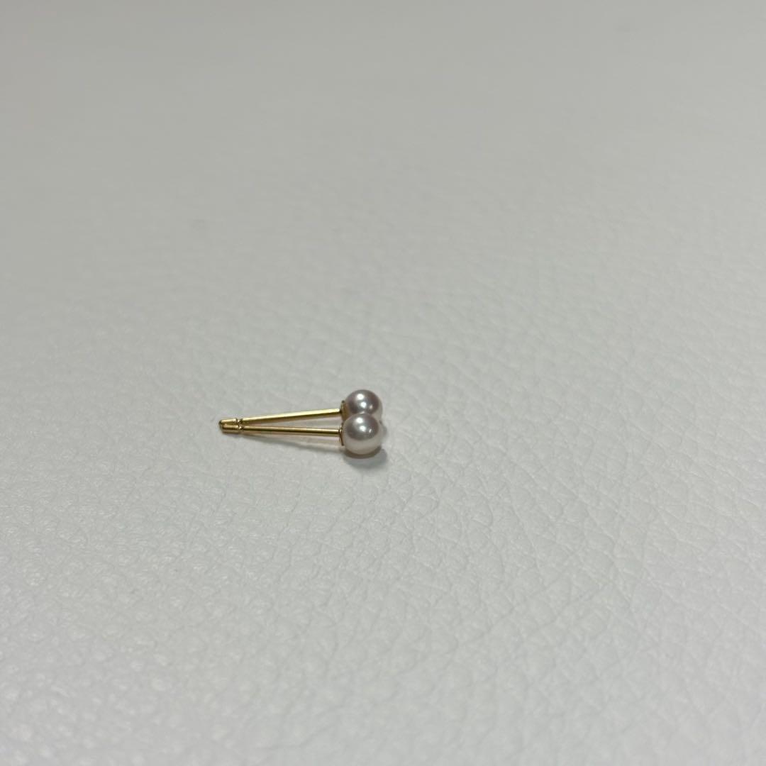 531 パールピアス　あこや真珠　3.2+3.3mm K18YG