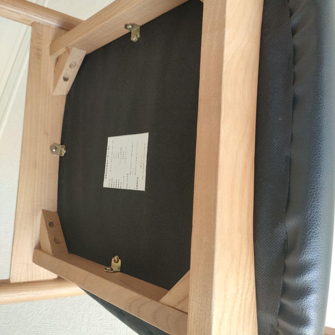 dada品【超美品】木製アームチェア 黒合皮レザークッション付き