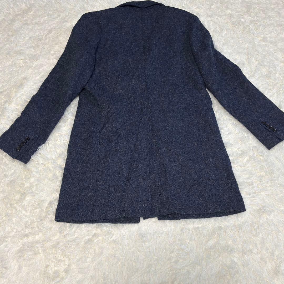 希少色 ハリスツイード　ウールロングコート チェスターコート Lサイズ