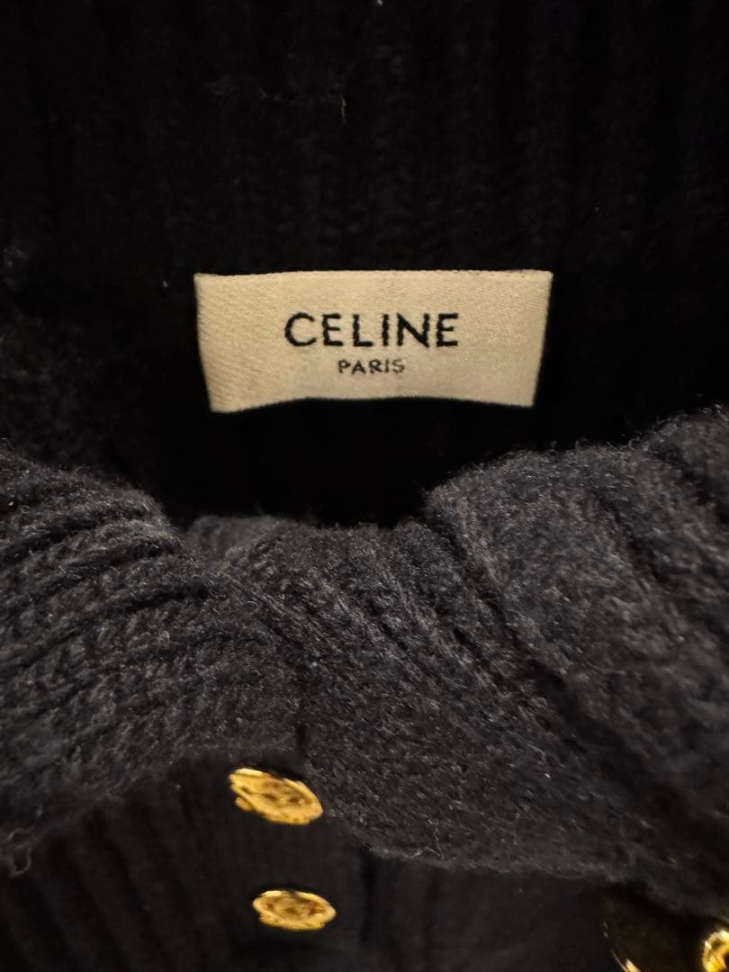 CELINE ネイビー リブ編みセーター