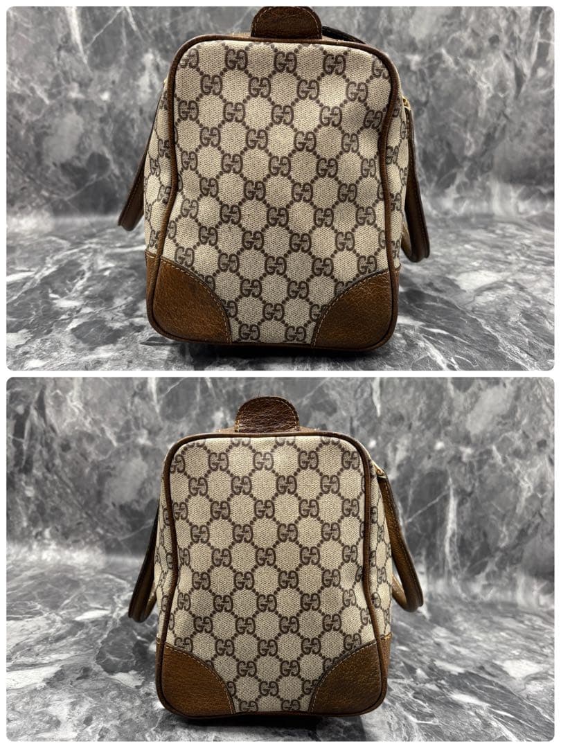 ✨極美品✨GUCCI GG ボストンバッグ ハンド レザー ブラウン ベージュ