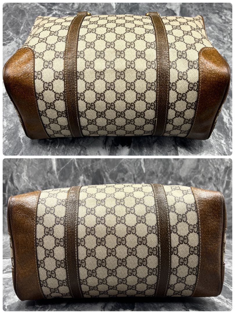 ✨極美品✨GUCCI GG ボストンバッグ ハンド レザー ブラウン ベージュ