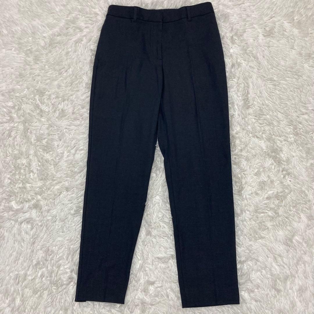 PLST スーツ　セットアップ　ノーカラー　Lサイズ　リネン混　ネイビー