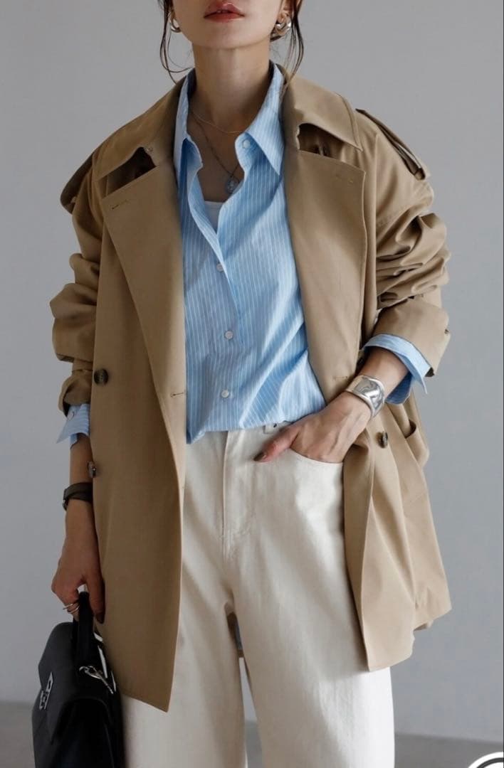 Bonjour sagan【新品】ベルト付きミドル丈トレンチコート