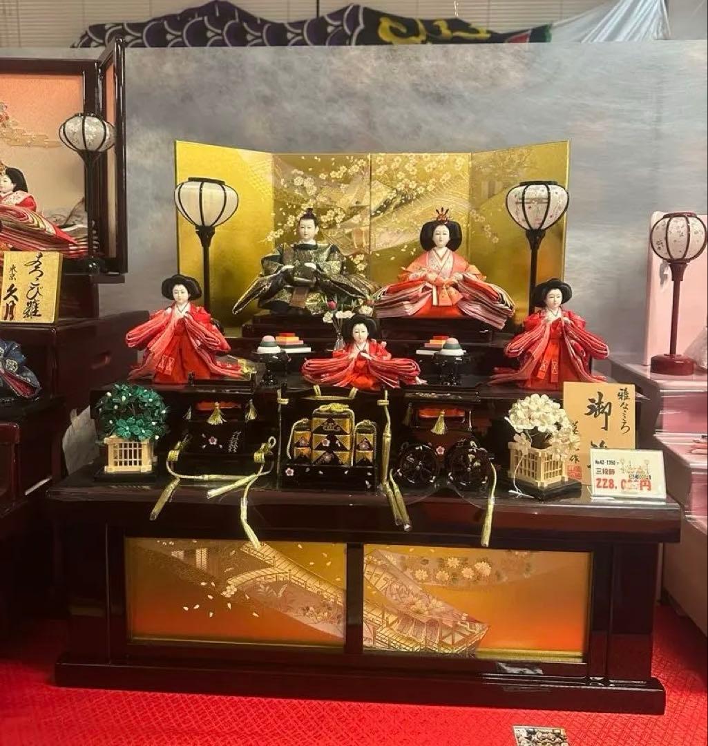 高級 七段飾り 雛人形セット 本仕立て衣装 金屏風付き 新品未使用 展示品