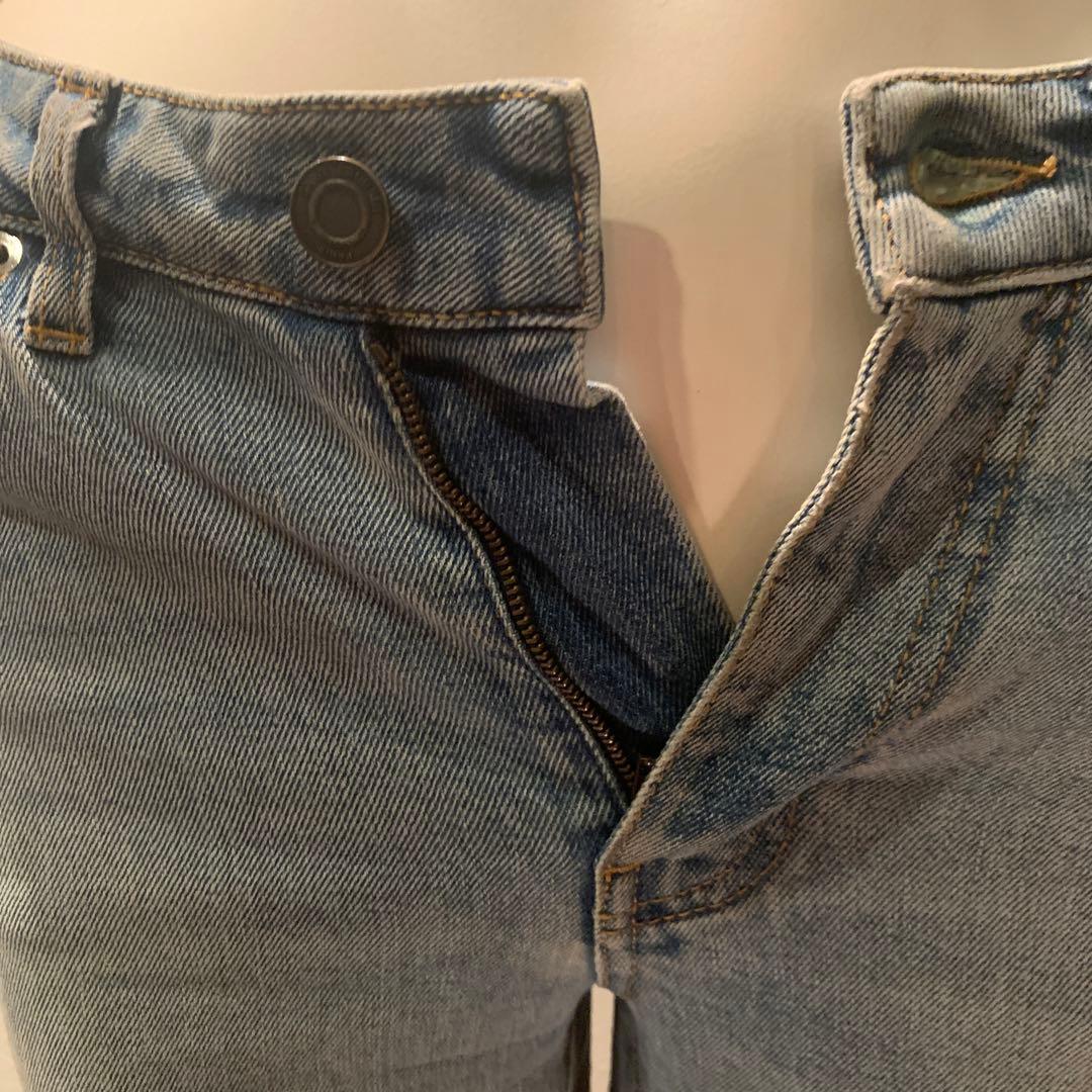 【美品】yslライトブルースキニーデニム25インチクラッシュダメージサンローラン