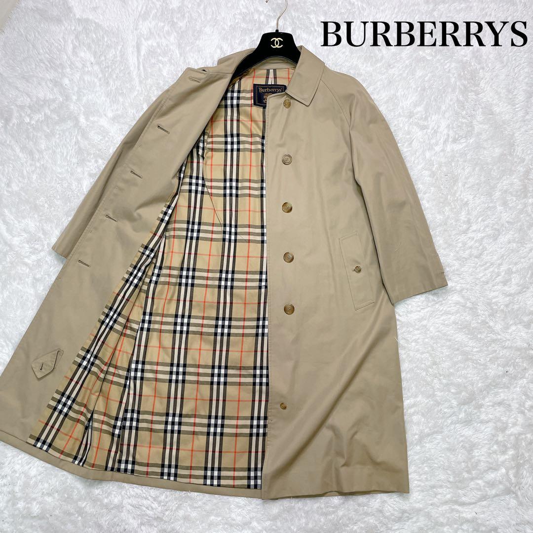 【金タグ】バーバリー　ステンカラー　スプリングコート　ノバチェック　バックボタン