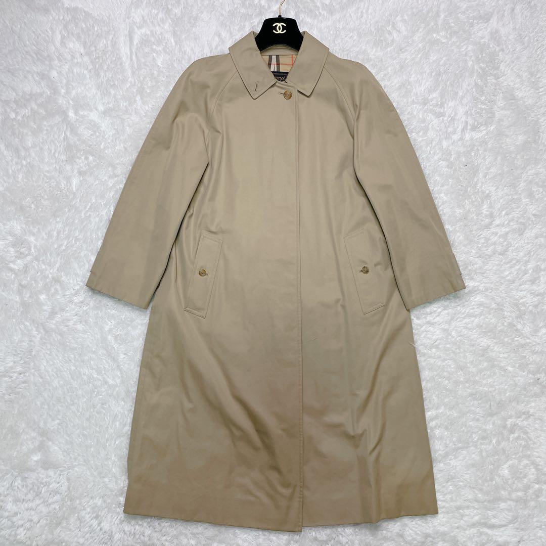 【金タグ】バーバリー　ステンカラー　スプリングコート　ノバチェック　バックボタン