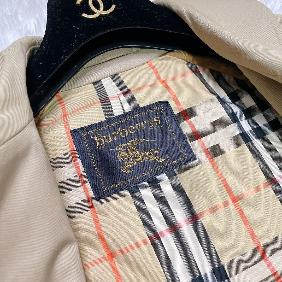【金タグ】バーバリー　ステンカラー　スプリングコート　ノバチェック　バックボタン