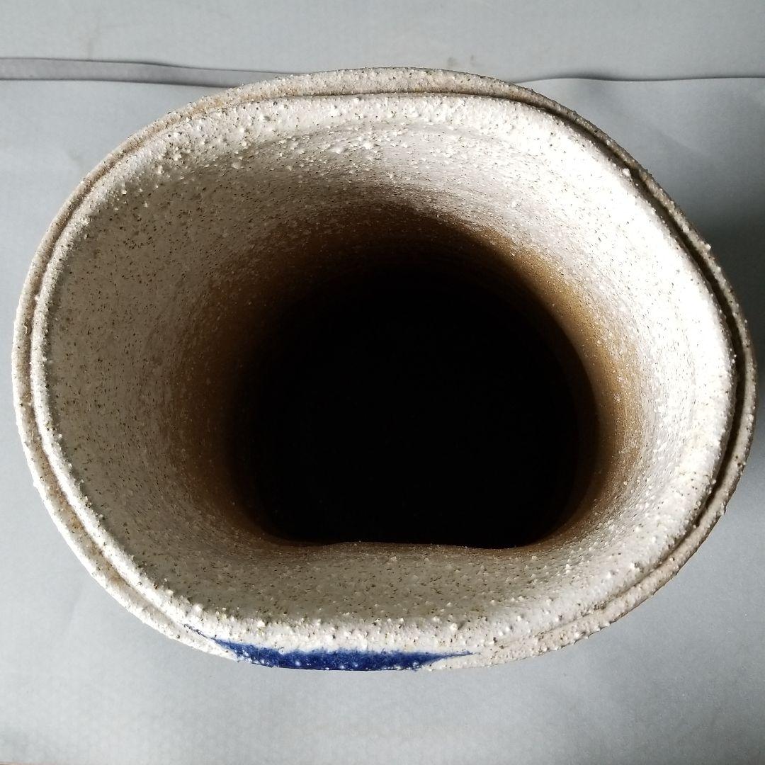 信楽焼 傘立て 白砂青釉流し 高さ４５cm