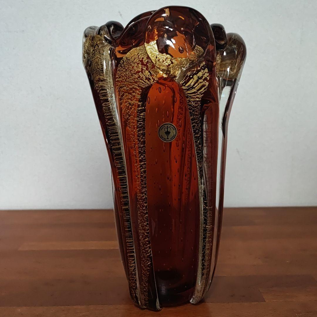 新品　岩田ガラス　花瓶　アーバン色