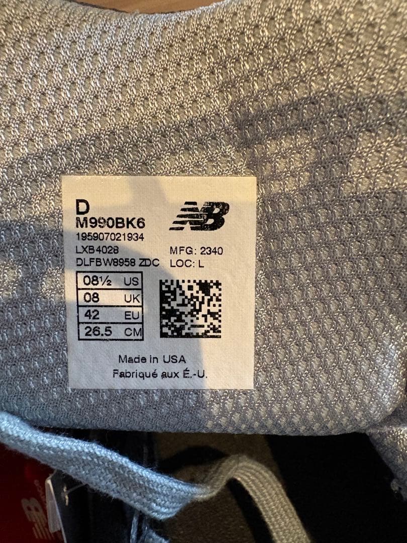 ニューバランス　NewBalance　M990BK6　990v6　　26.5