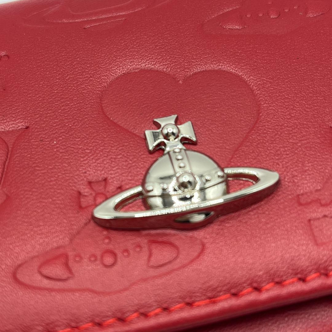 Vivienne Westwood 折財布 レッド 赤 銀 型押し がま口定番