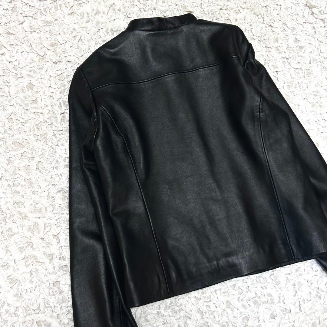 美品 コントワーデコトニエ レザージャケット シルバーボタン ラム ノーカラー