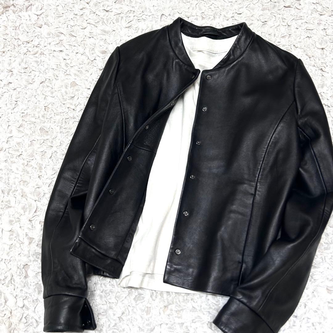 美品 コントワーデコトニエ レザージャケット シルバーボタン ラム ノーカラー