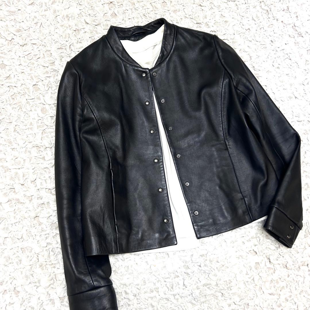 美品 コントワーデコトニエ レザージャケット シルバーボタン ラム ノーカラー