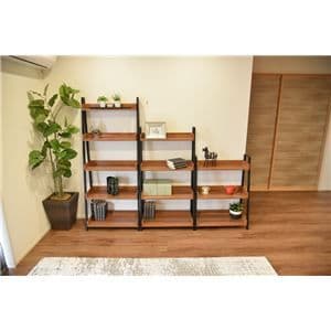 ラック 67cm幅 4段 スチール アイアン ブラック/ブラウン 【組立品】