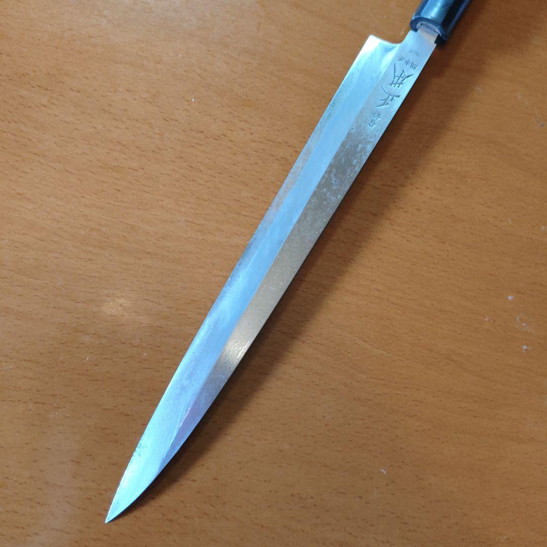 正本 柳葉包丁 刃渡り26cm 柄14cm 厚み2.5〜4mm 重さ150g
