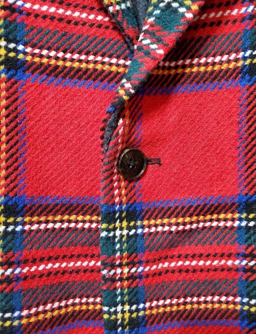 【完売品/希少】ZARA タータンチェック チェスターコート ウール混 赤 L