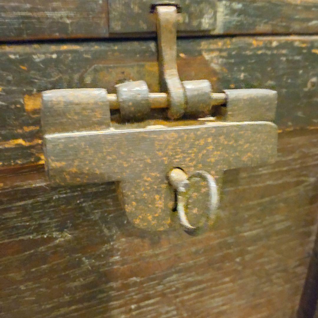 古い銭箱　時代物、銭函　古い鍵付き