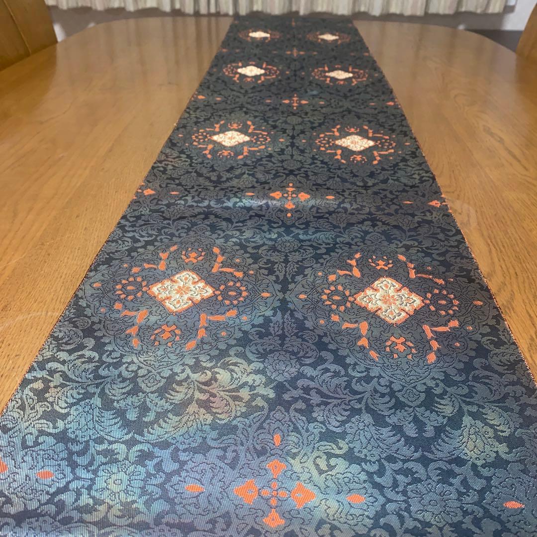 table runner 「花更紗」帯リメイク　正絹　西陣織　長尺