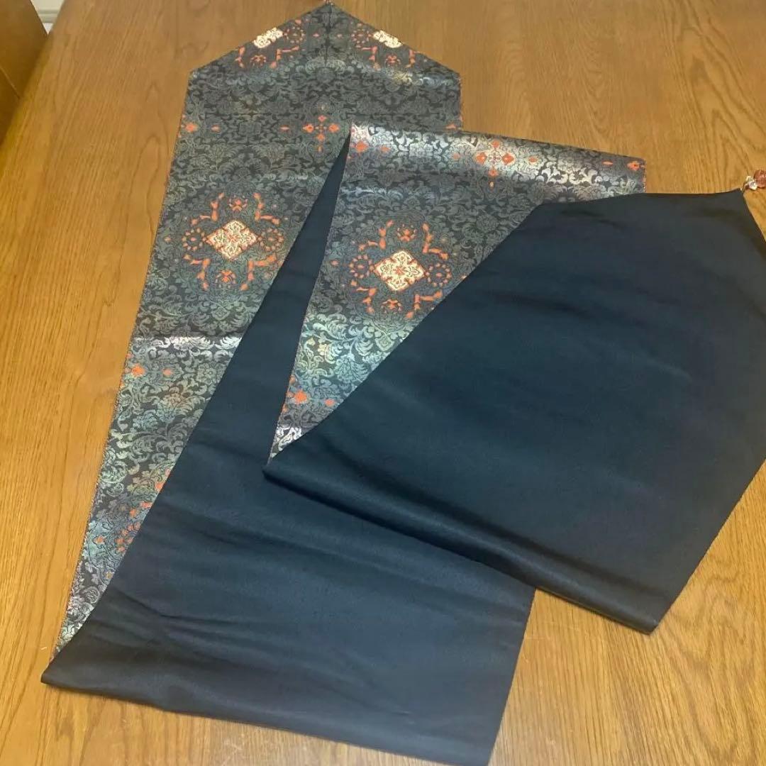 table runner 「花更紗」帯リメイク　正絹　西陣織　長尺