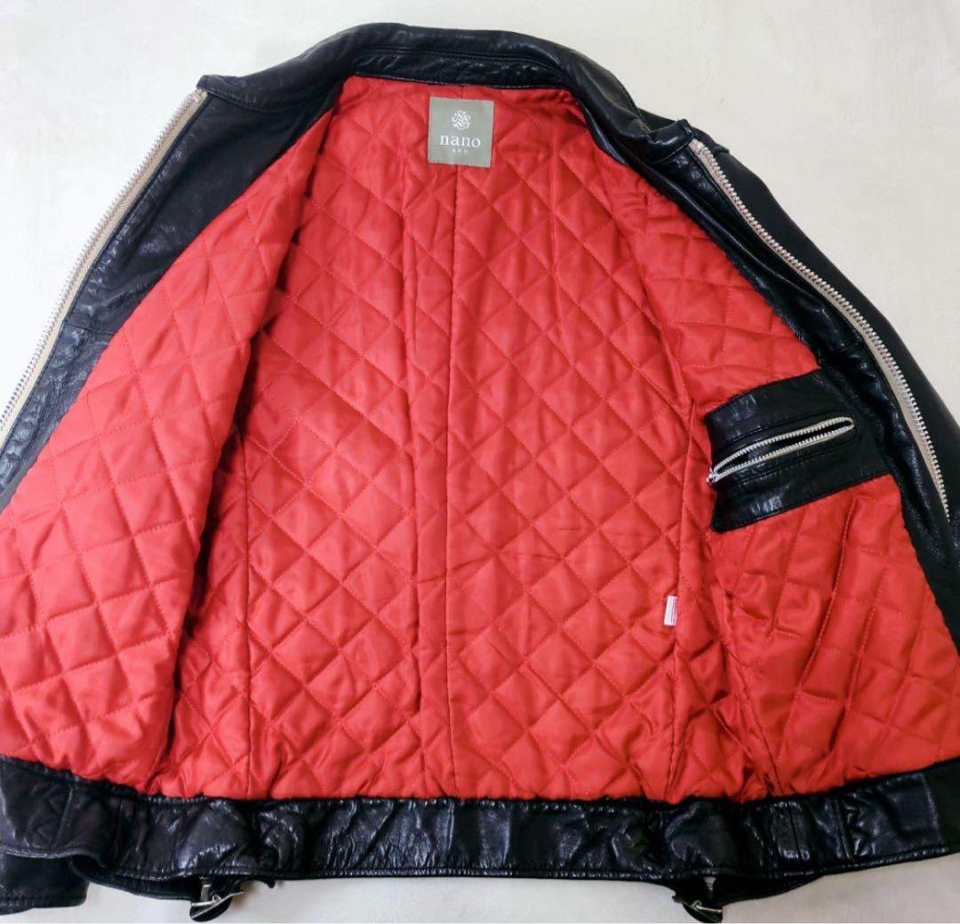 【美品】ナノユニバース ラムレザー シングルライダース S 黒