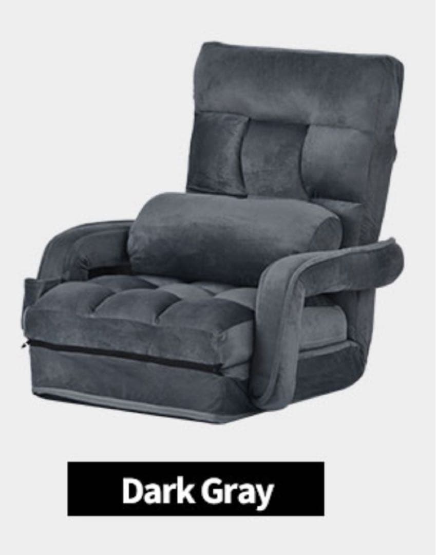 座椅子　リクライニングチェア　1人掛け　ファブリック生地　4way ダークグレー