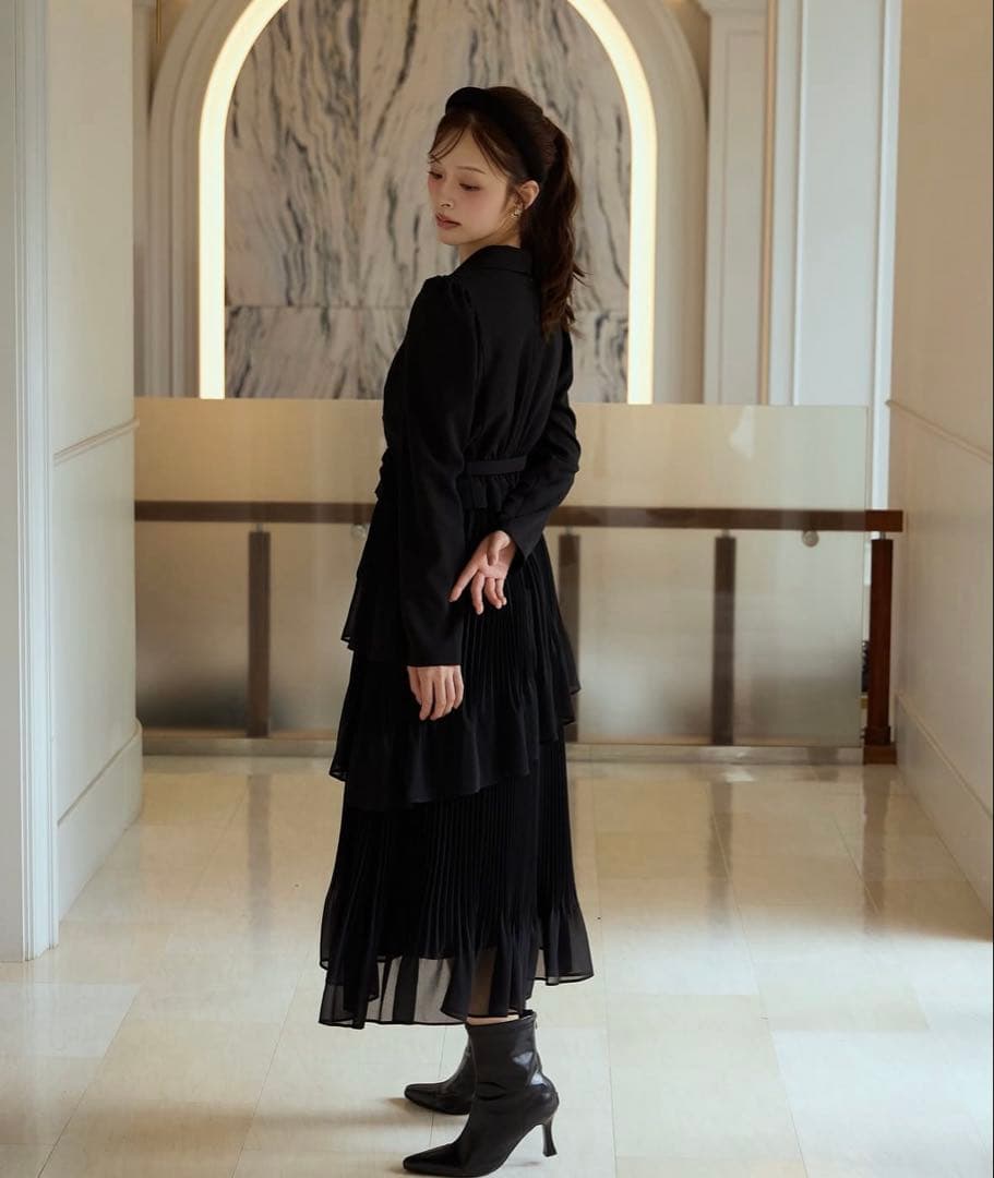 ANDCOUTURE♡ジャケットレイヤードプリーツワンピース