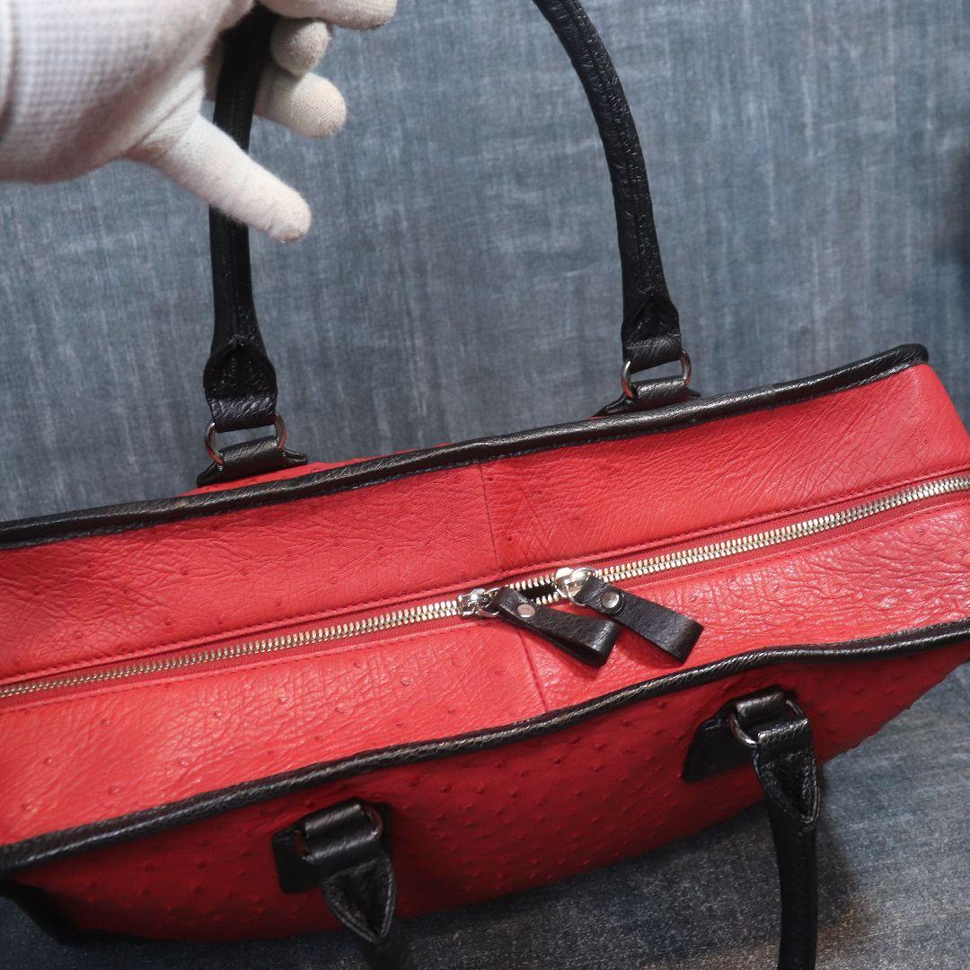 未使用 オーストリッチ フルポイント スクエア トートバッグ ostrich