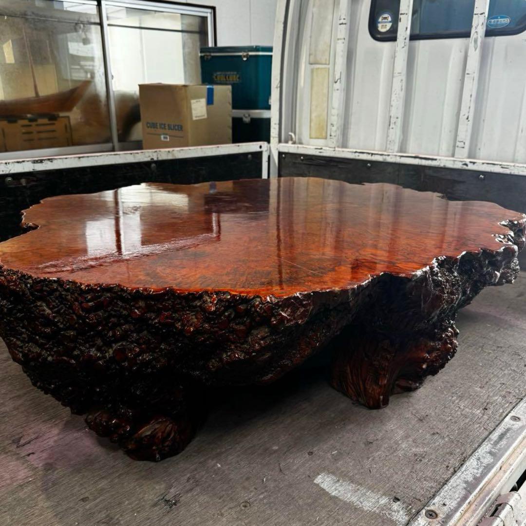メイプル 座卓 瘤材 総無垢 脚一体型 希少品　応接間、和室等に最適。